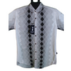 Black and White Geometric Long Sleeve Shirt for Men
