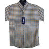 Plaid Brown and Green Long Sleeve Shirt for Men