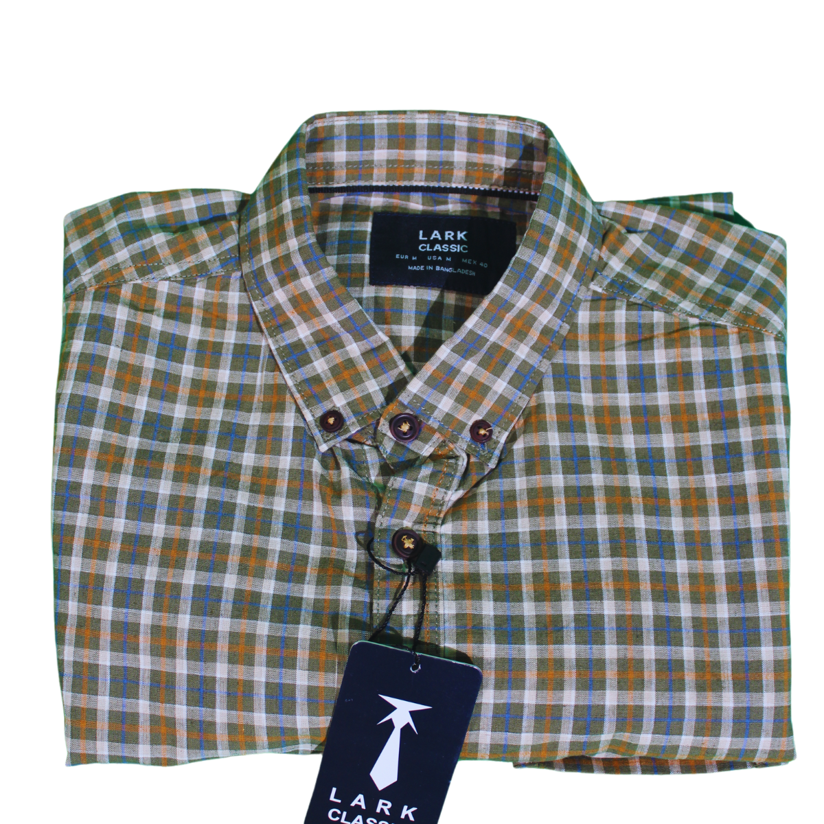 Plaid Brown and Green Long Sleeve Shirt for Men