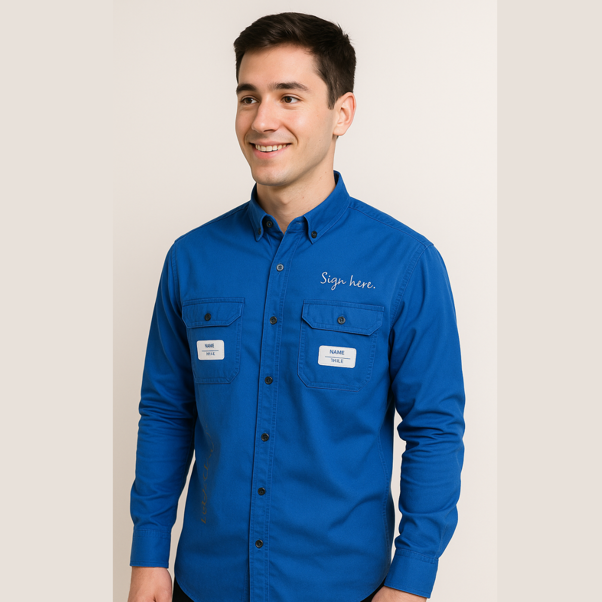 Blue Graphic Printed Long Sleeve Shirt for Men