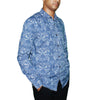 Blue Paisley Print Button-Up Shirt