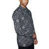 Paisley Pattern Button-Up Shirt - Dark Gray