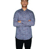 Paisley Pattern Button-Up Shirt - Gray & Red