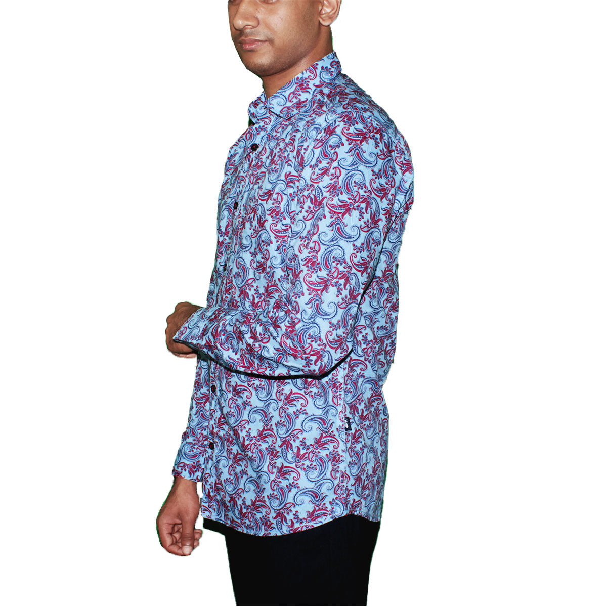 Red and Blue Paisley Pattern Shirt