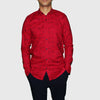 Red Casual Button-Up Shirt with Sailing Print