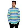 Multi-Stripe Button-Up Shirt - Blue, Yellow & Green