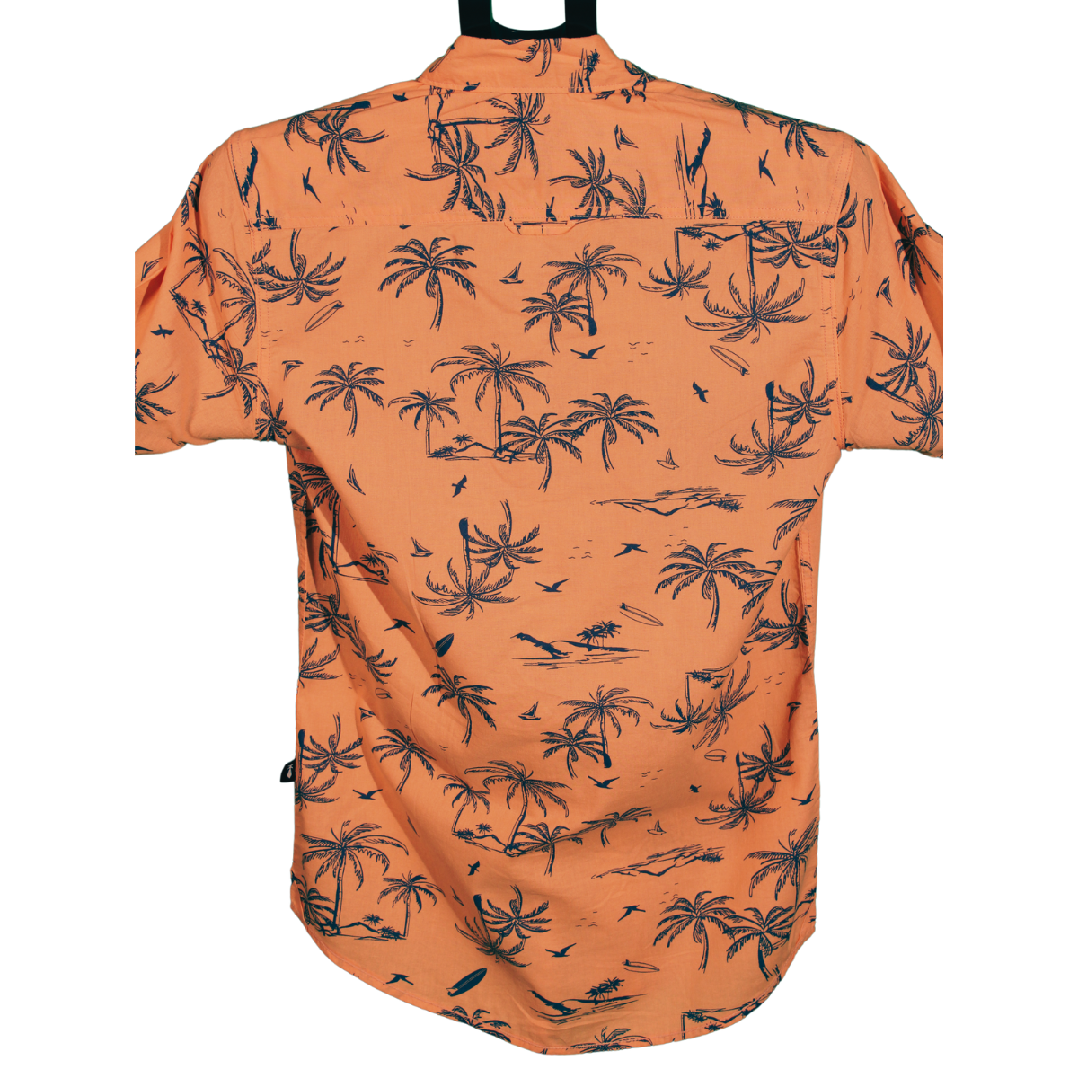 Palm Tree Print Orange Long Sleeve Shirt for Men