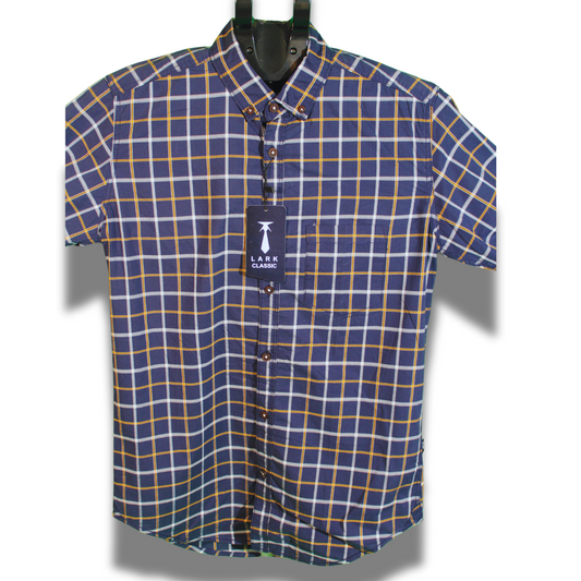 Blue Checkered Long Sleeve Shirt for Men