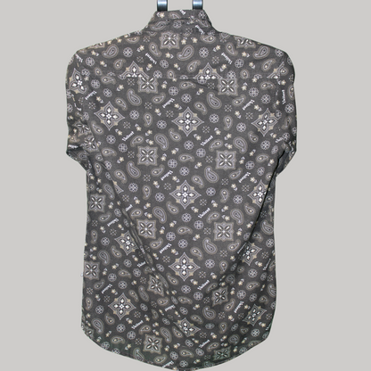 Paisley Pattern Button Shirt - Dark Gray