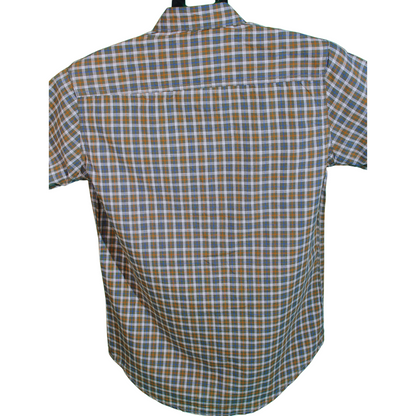 Plaid Brown and Green Long Sleeve Shirt for Men