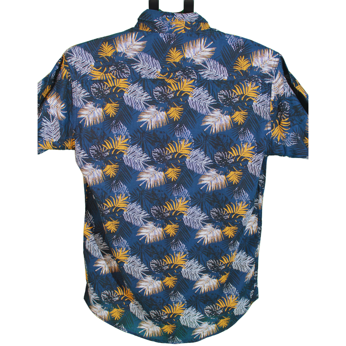 Yellow and Blue Tropical Print Long Sleeve Shirt for Men