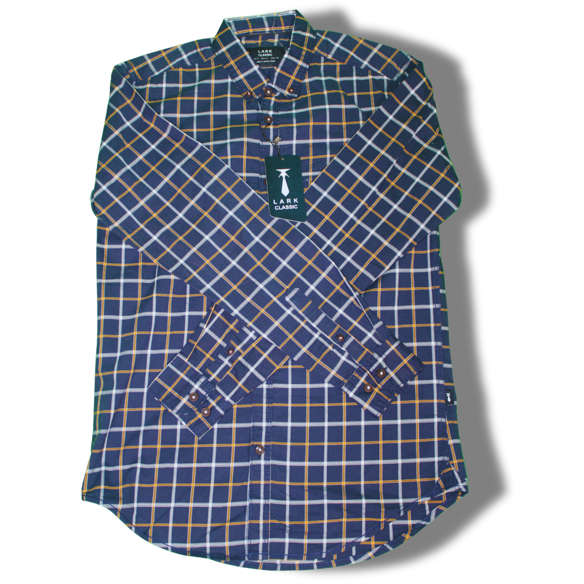 Blue Checkered Long Sleeve Shirt for Men