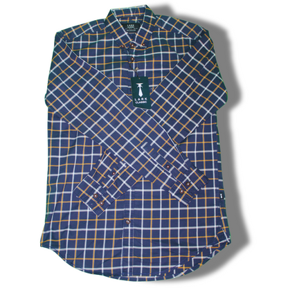 Blue Checkered Long Sleeve Shirt for Men