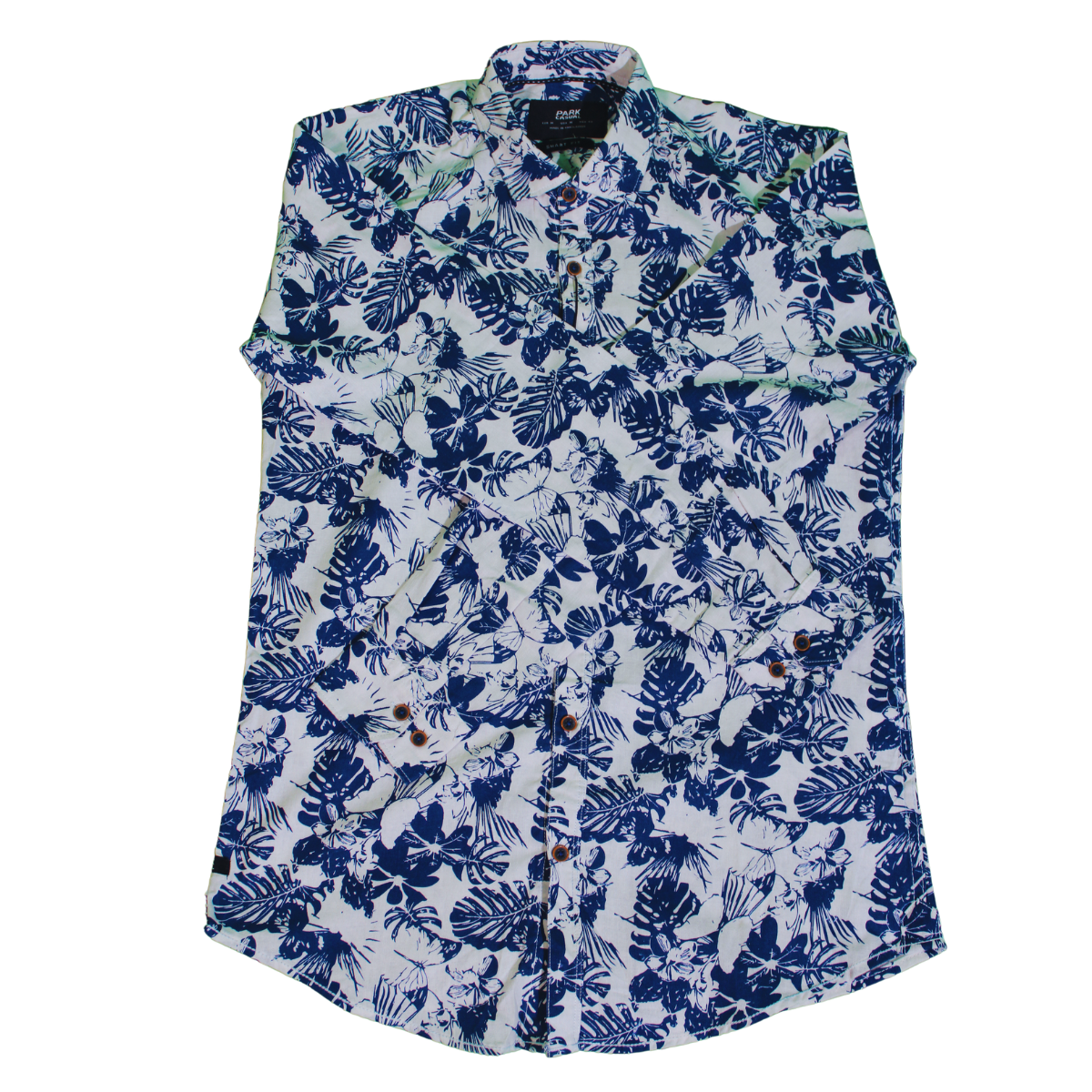 Tropical Floral Navy Blue Long Sleeve Shirt for Men