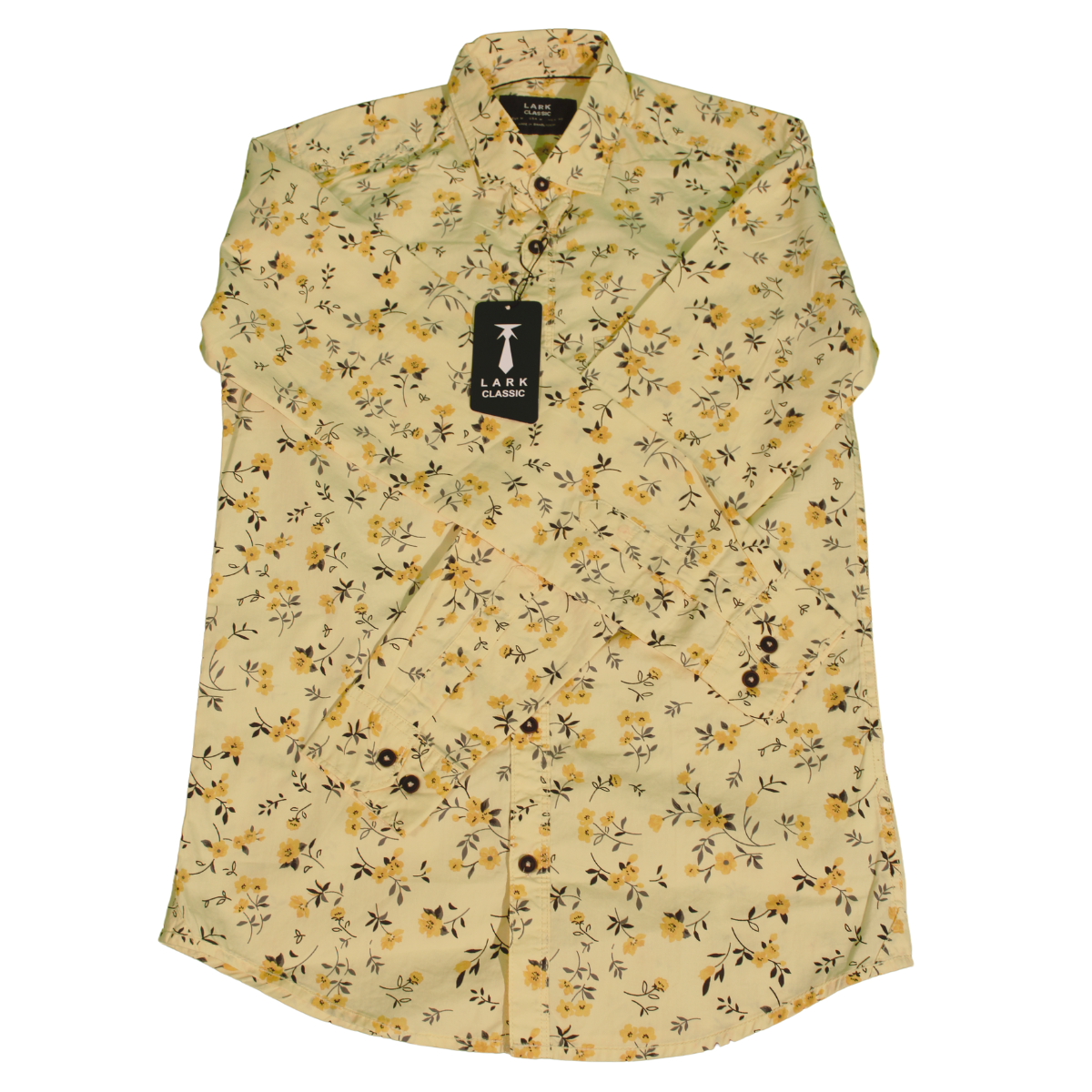 Yellow Floral Long Sleeve Shirt for Men