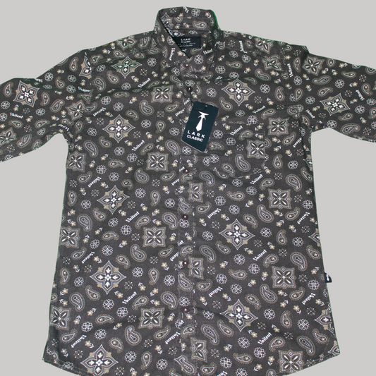 Paisley Pattern Button Shirt - Dark Gray
