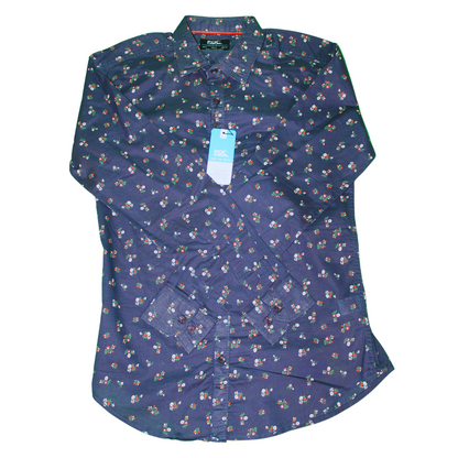 Dark Floral Printed Long Sleeve Shirt for Men
