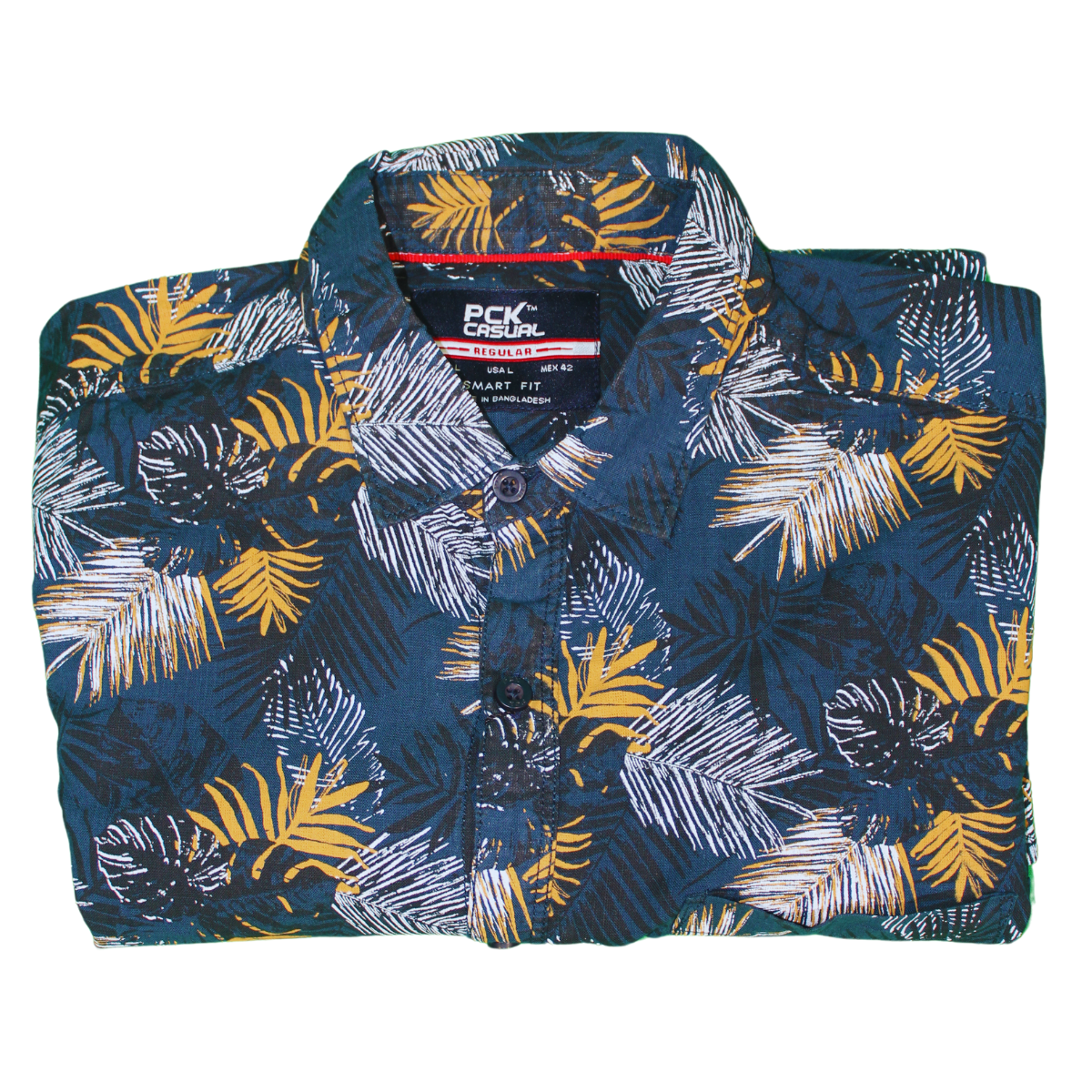 Yellow and Blue Tropical Print Long Sleeve Shirt for Men