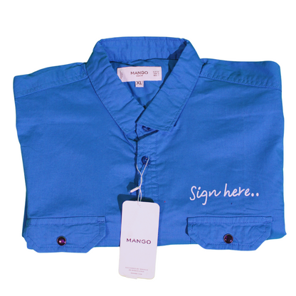Blue Graphic Printed Long Sleeve Shirt for Men