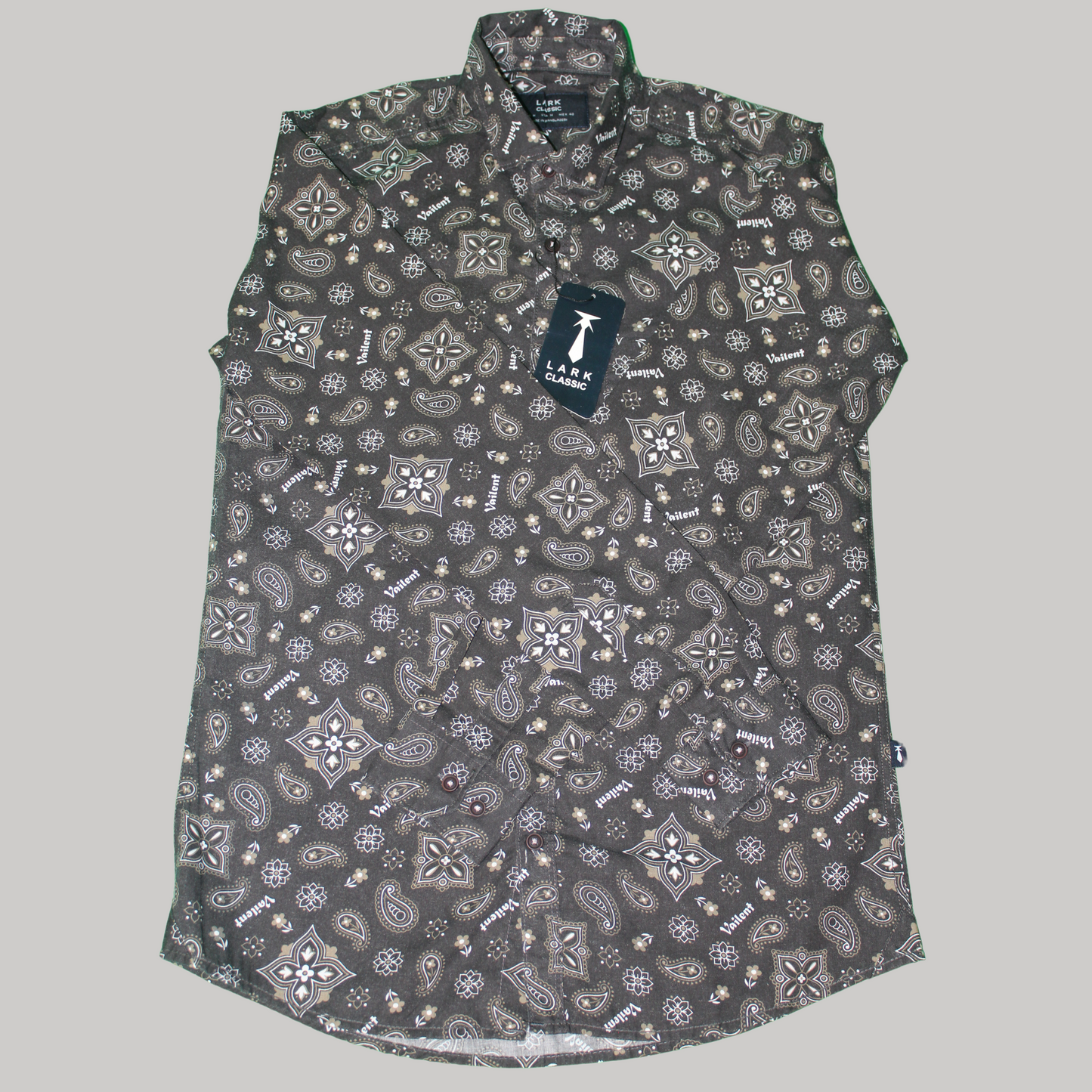 Paisley Pattern Button Shirt - Dark Gray