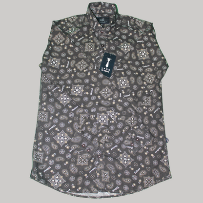 Paisley Pattern Button Shirt - Dark Gray