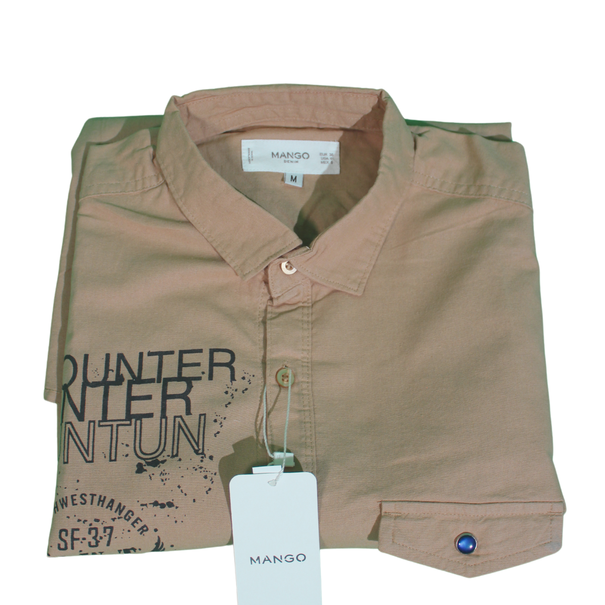 Light Pink Graphic Print Long Sleeve Shirt for Men