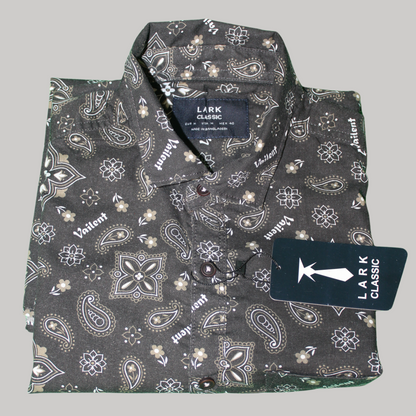 Paisley Pattern Button Shirt - Dark Gray