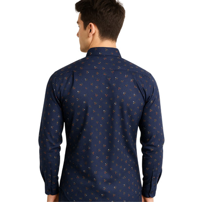 Dark Floral Printed Long Sleeve Shirt for Men