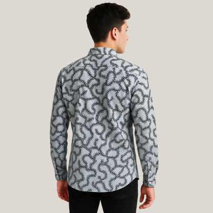 Floral Print Button-Up Shirt - White