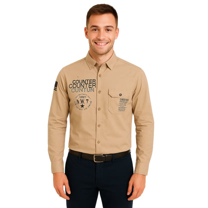 Light Pink Graphic Print Long Sleeve Shirt for Men