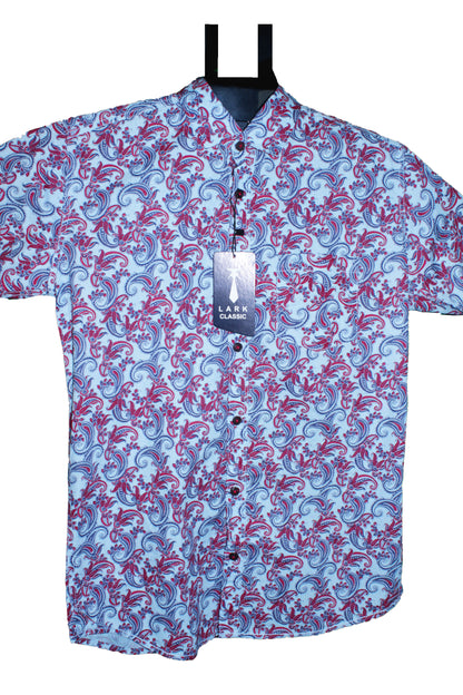 Red and Blue Paisley Pattern Shirt