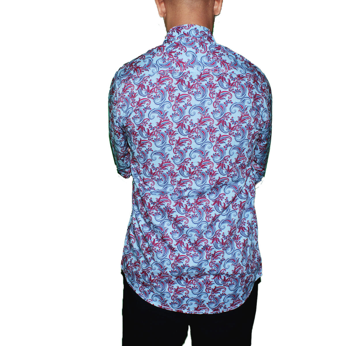 Red and Blue Paisley Pattern Shirt