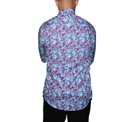 Red and Blue Paisley Pattern Shirt
