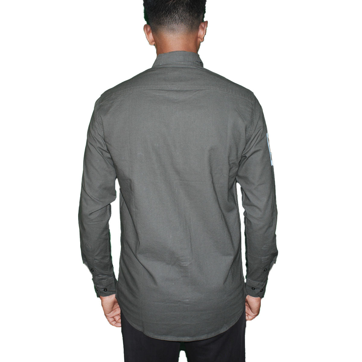 Graphic Print Button-Up Shirt - Olive Green