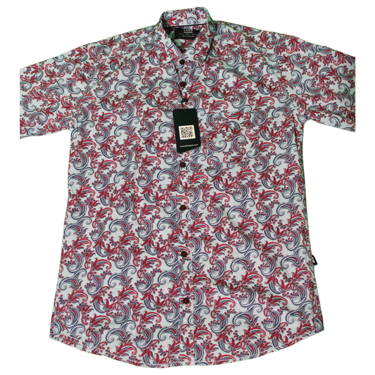 Red and Grey Paisley Pattern Shirt