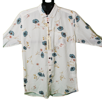 Floral Print Button-Up Shirt - White