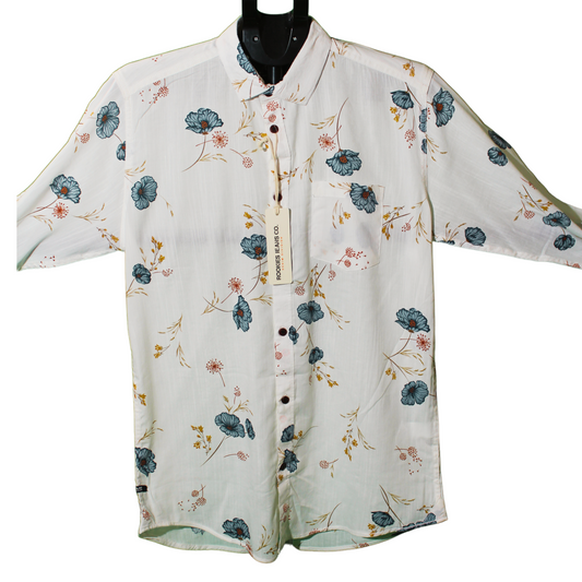 Floral Print Button Shirt - White