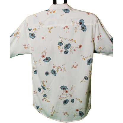 Floral Print Button-Up Shirt - White