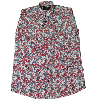 Red and Grey Paisley Pattern Shirt