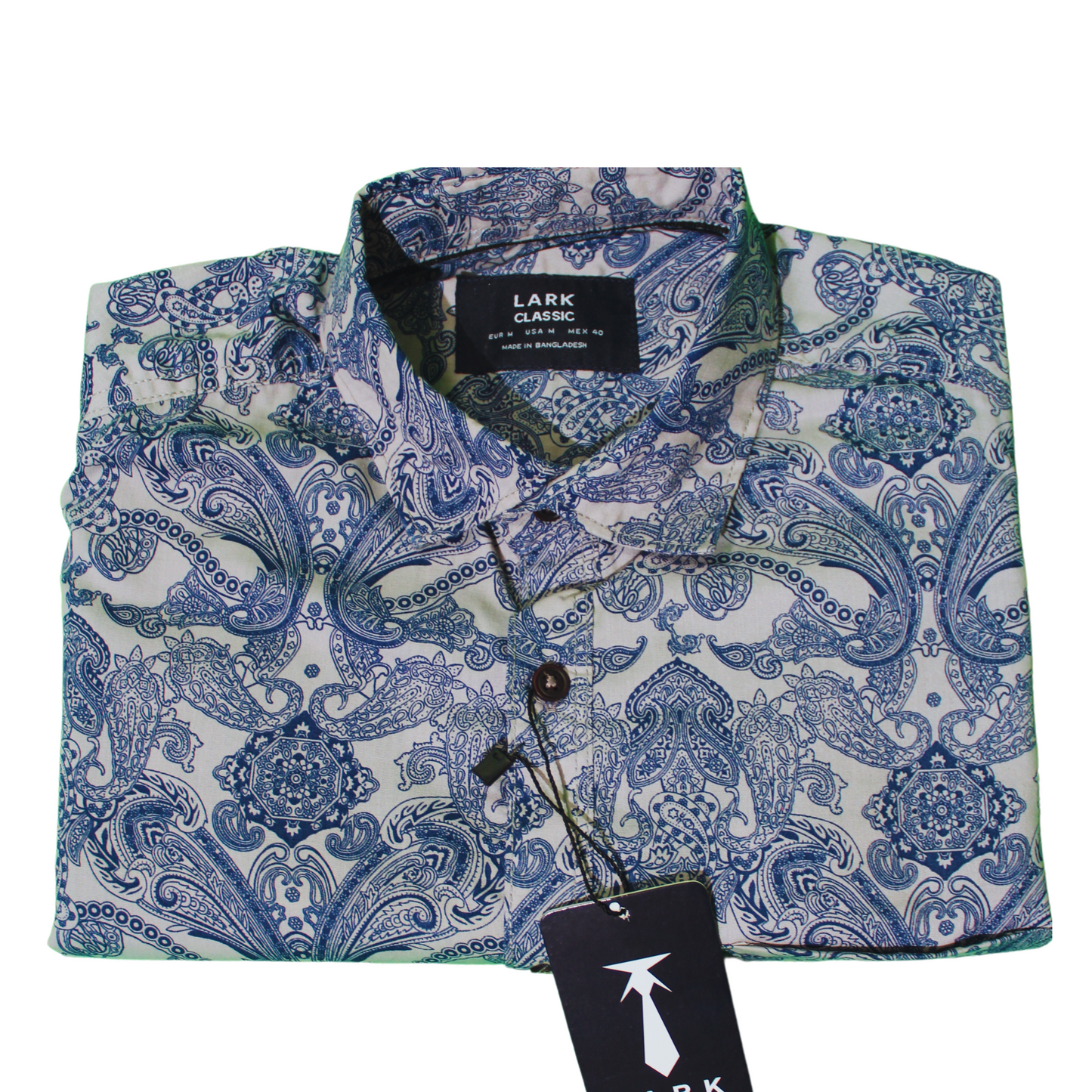Blue Paisley Print Button Shirt