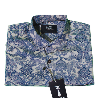 Blue Paisley Print Button Shirt