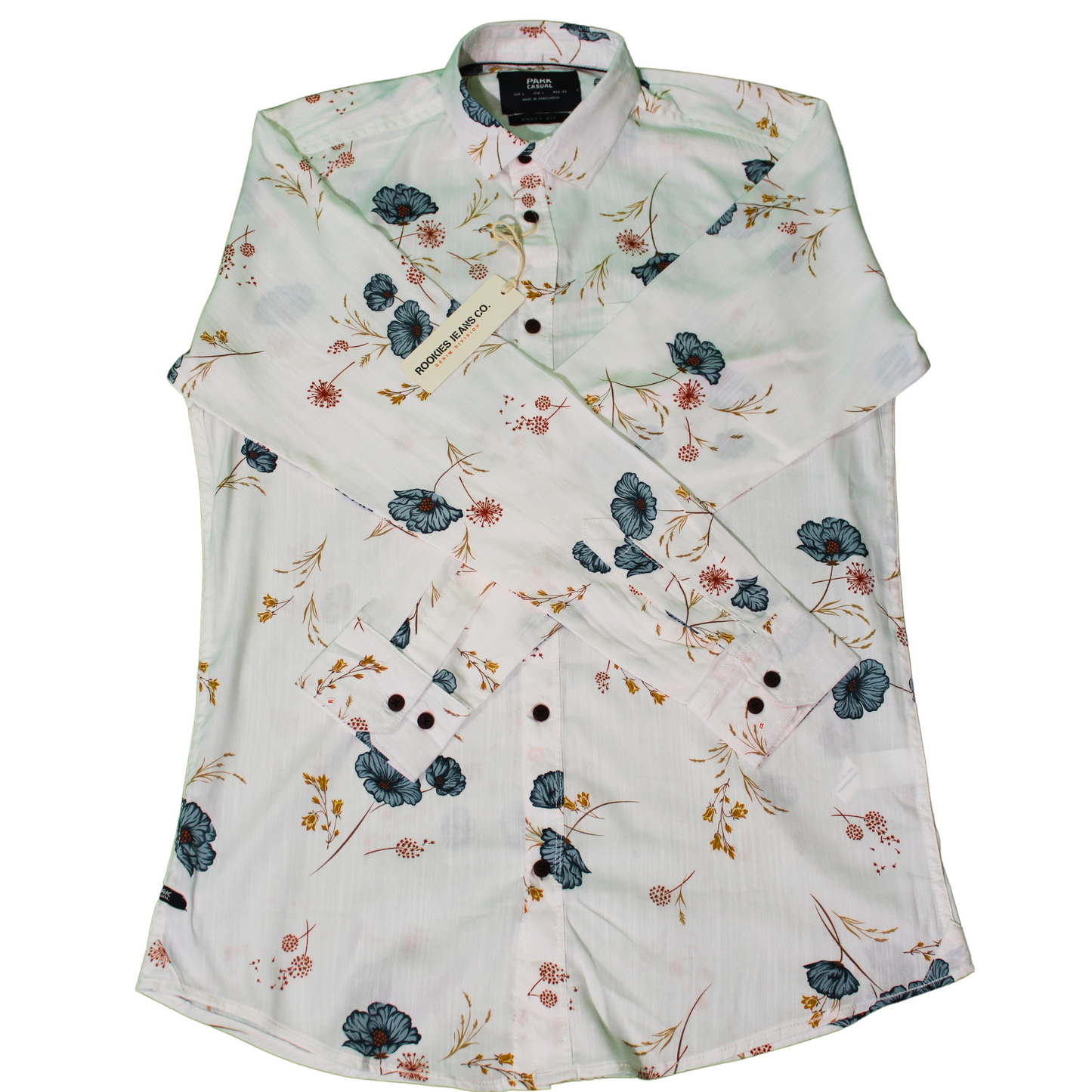 Floral Print Button-Up Shirt - White