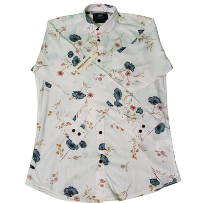 Floral Print Button-Up Shirt - White