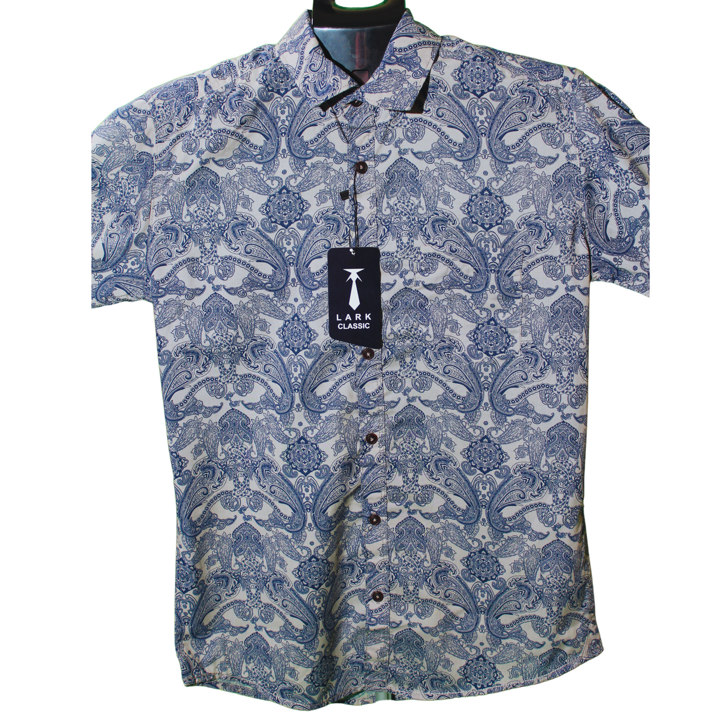 Blue Paisley Print Button Shirt