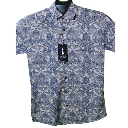 Blue Paisley Print Button Shirt