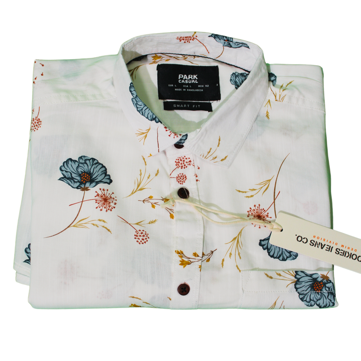 Floral Print Button-Up Shirt - White