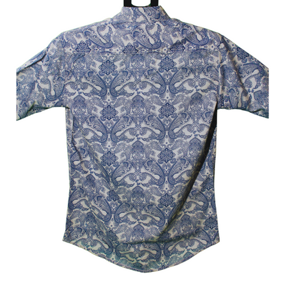 Blue Paisley Print Button Shirt