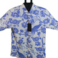 Blue Floral Patterned Long Sleeve Shirt for Men
