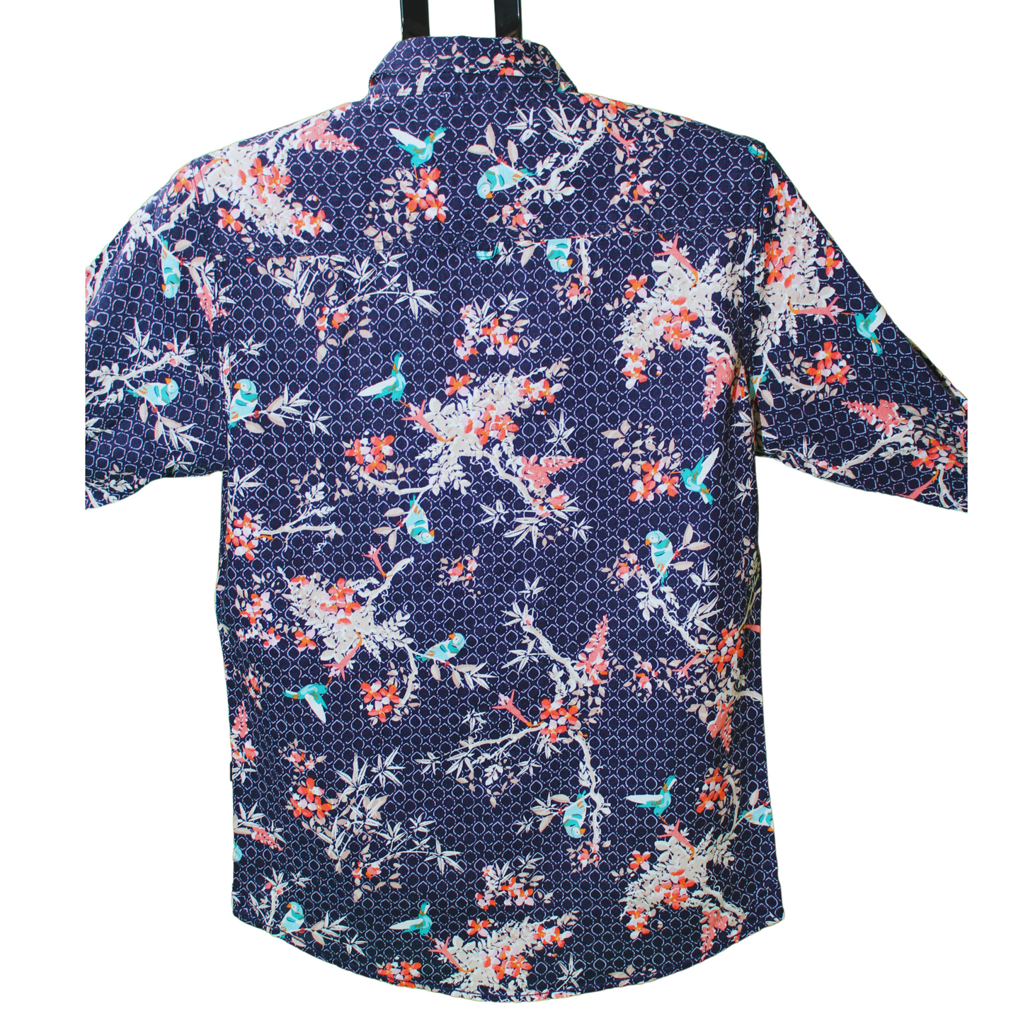 Floral Bird Print Button-Up Shirt