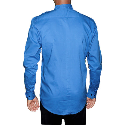 Blue Graphic Printed Long Sleeve Shirt for Men